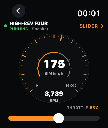Classic Dual Ring on Apple Watch showing 175 simulated km/h